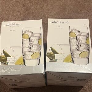 Michelangelo Masterpiece Glass Set - Clear with Green Details